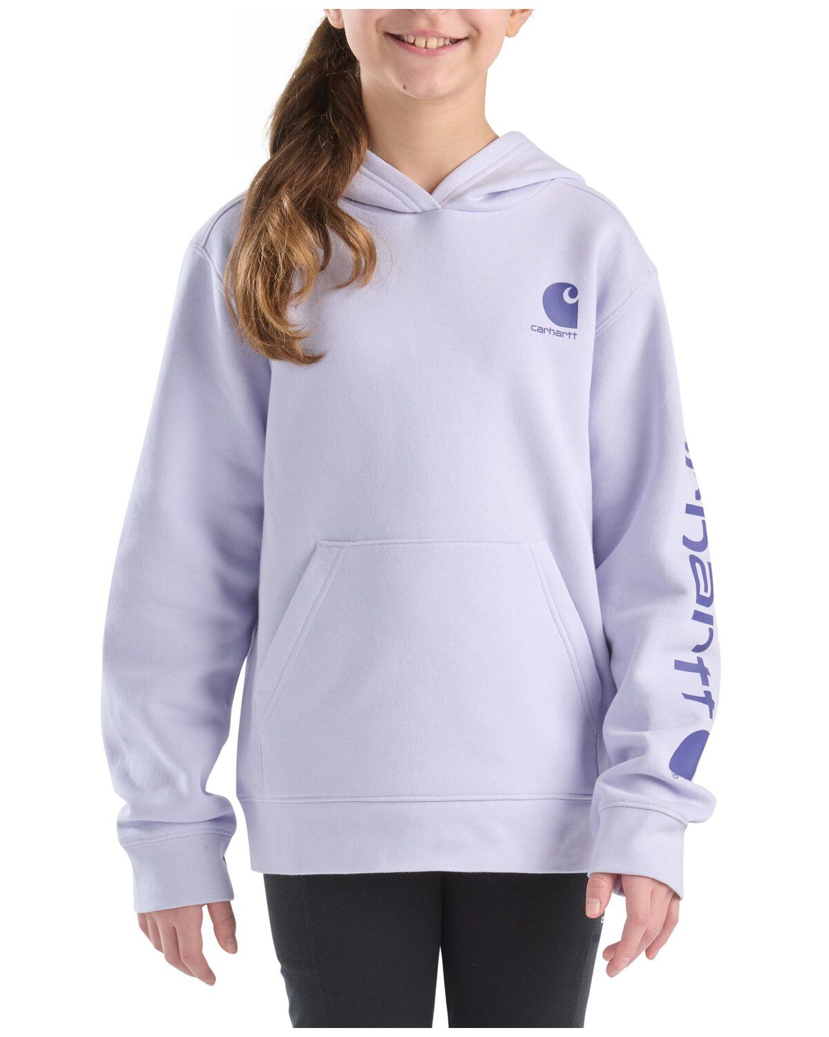 Image #2 - Carhartt Girls' Logo Graphic Sweatshirt, Purple, hi-res