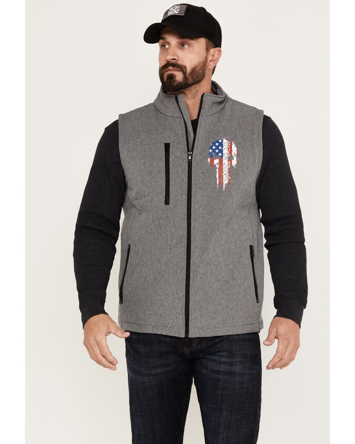 Howitzer Men's Skull Bonded Vest, Charcoal, hi-res