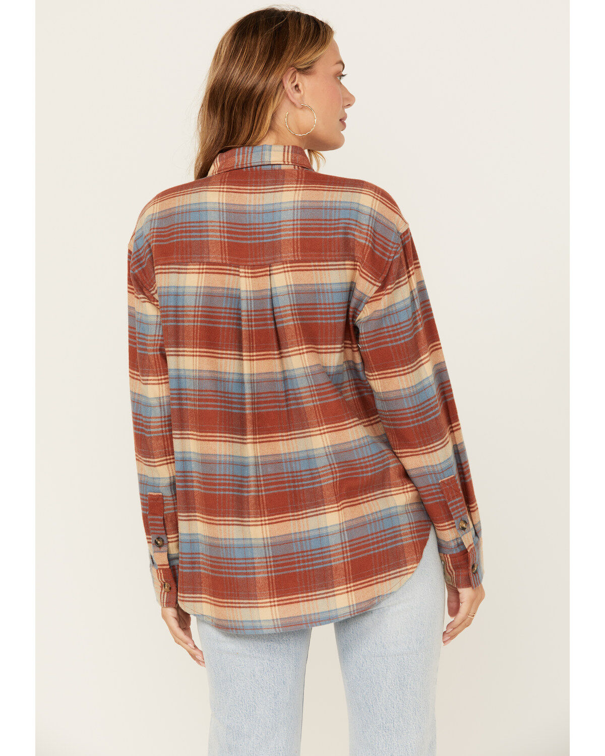 Image #4 - Cleo + Wolf Women's Long Sleeve Button-Down Flannel Boyfriend Shirt, Rust Copper, hi-res