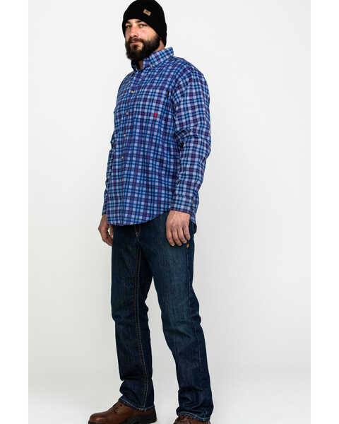 Image #6 - Ariat Men's Collins FR Plaid Print Long Sleeve Button Down Work Shirt, Blue, hi-res
