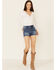 Rock & Roll Denim Women's Short Yoke Shorts, Blue, hi-res