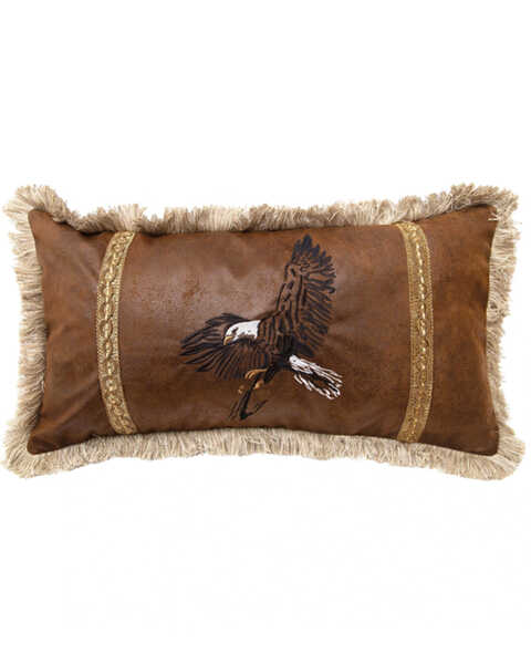 Carstens Home Rustic Bald Eagle Embroidered Decorative Throw Pillow, Brown, hi-res