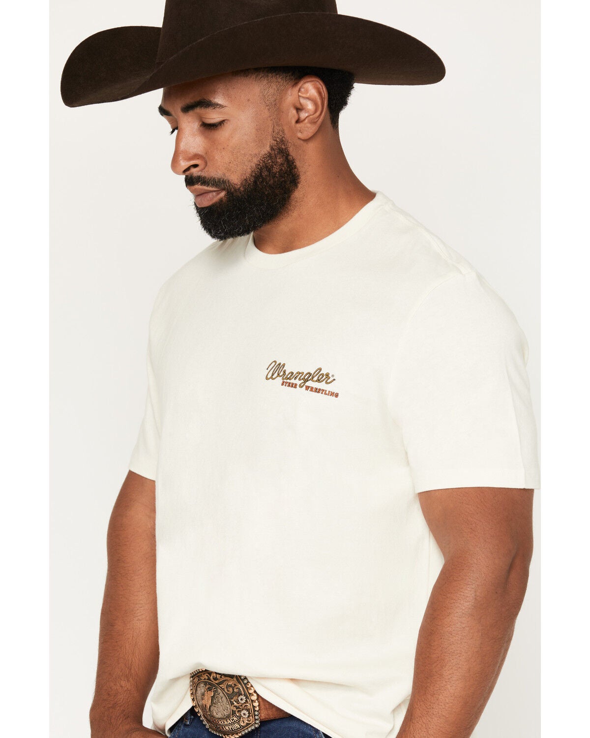 Image #3 - Wrangler Men's Steer Wrestling Short Sleeve Graphic T-Shirt, Cream, hi-res