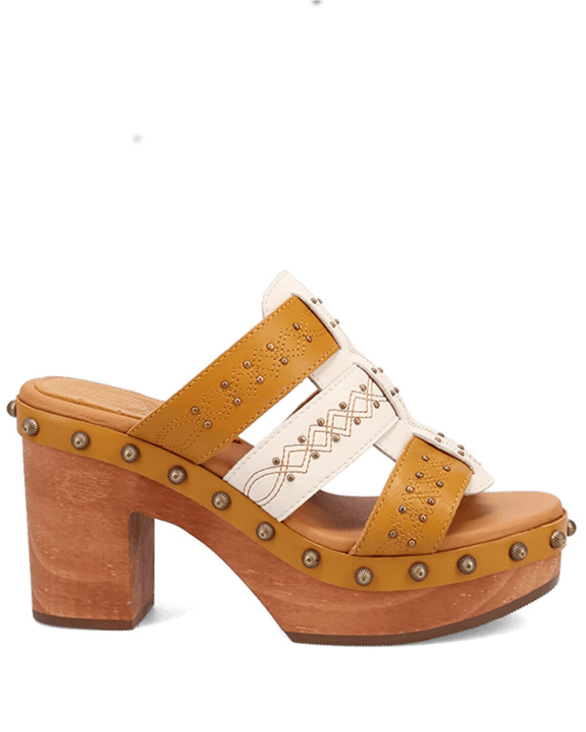 Image #2 - Dingo Women's Chateau Wooden Sandals, Mustard, hi-res