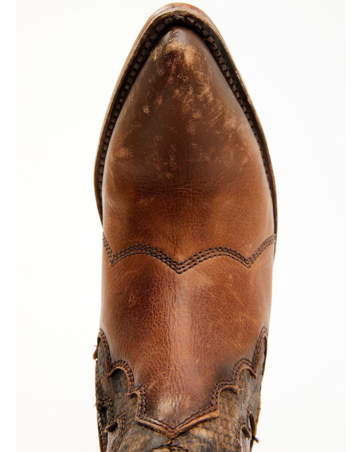 Women's Liberty Tan Mosil Faux Snake Zipper Western Fashion Booties -