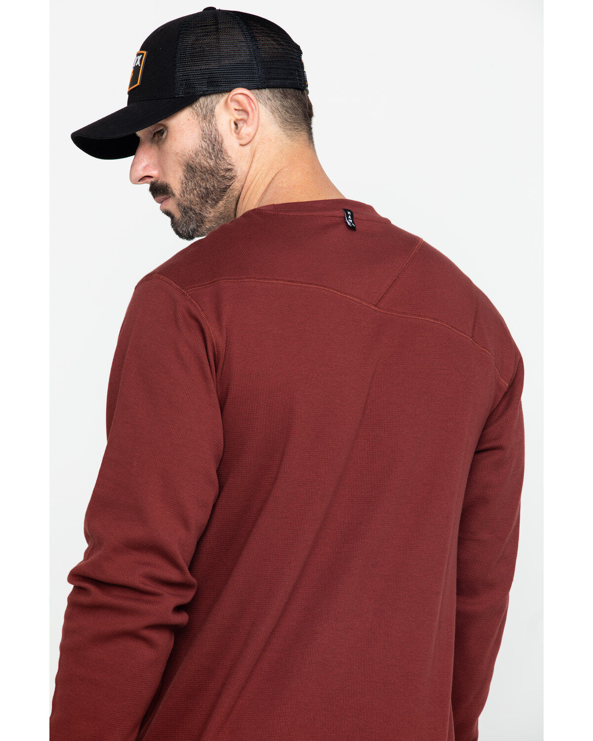 dark red long sleeve shirt