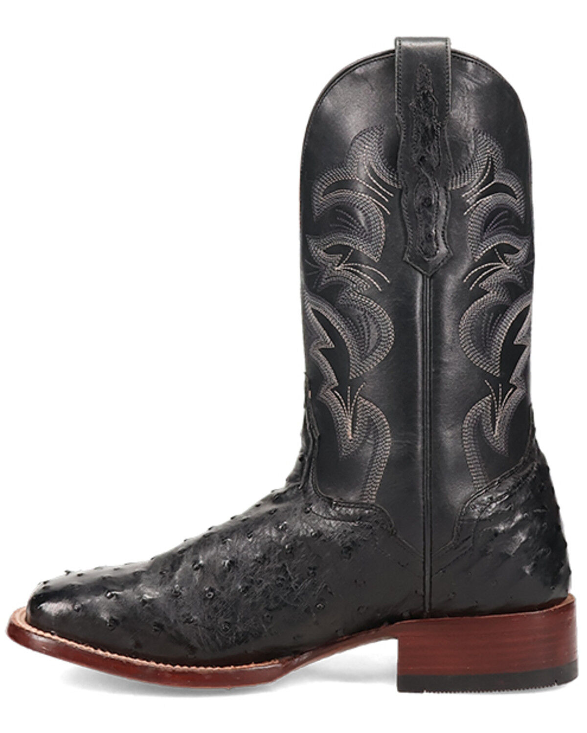 Image #3 - El Dorado Men's Handmade Full Quill Ostrich Stockman Boots - Broad Square Toe, Black, hi-res