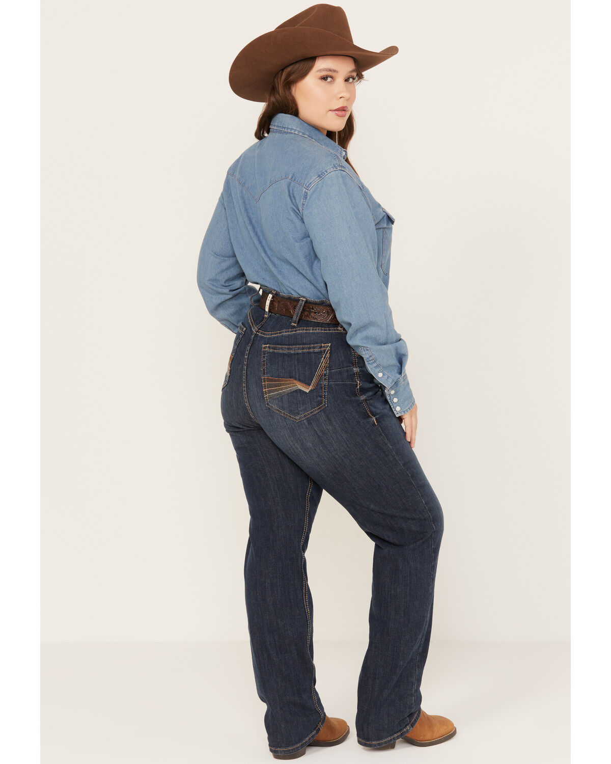 Image #3 - Ariat Women's Perfect Rise Analise Stackable Straight Leg Jeans - Plus, Blue, hi-res