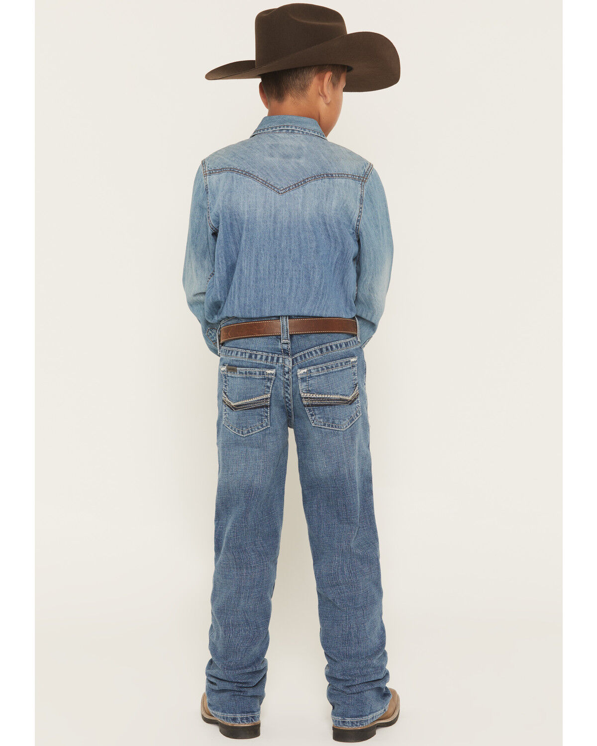 Image #3 - Ariat Boys' B4 Marshall Relaxed Bootcut Denim Jeans, Dark Wash, hi-res