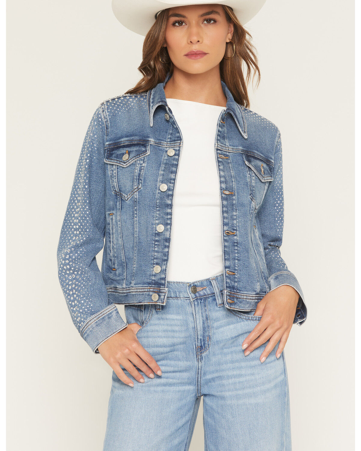 7 For All Mankind Women's Love Soul Light Wash Trucker Jacket, Light Wash, hi-res