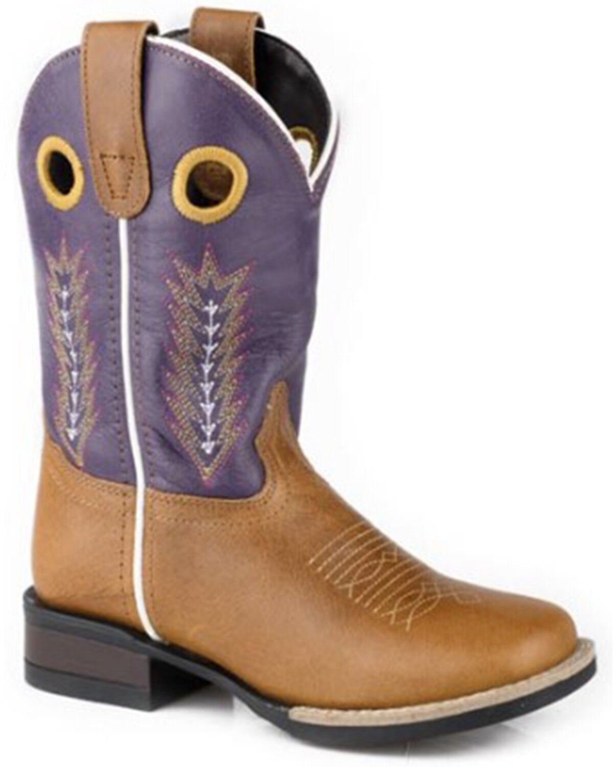 Roper Little Girls' James Western Boots - Broad Square Toe, Purple, hi-res