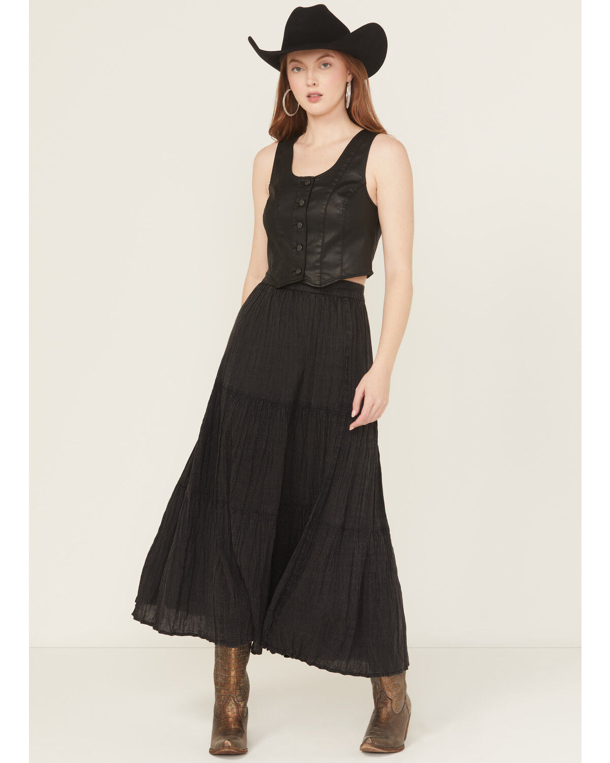 Image #1 - Scully Women's Broomstick Maxi Skirt, Black, hi-res