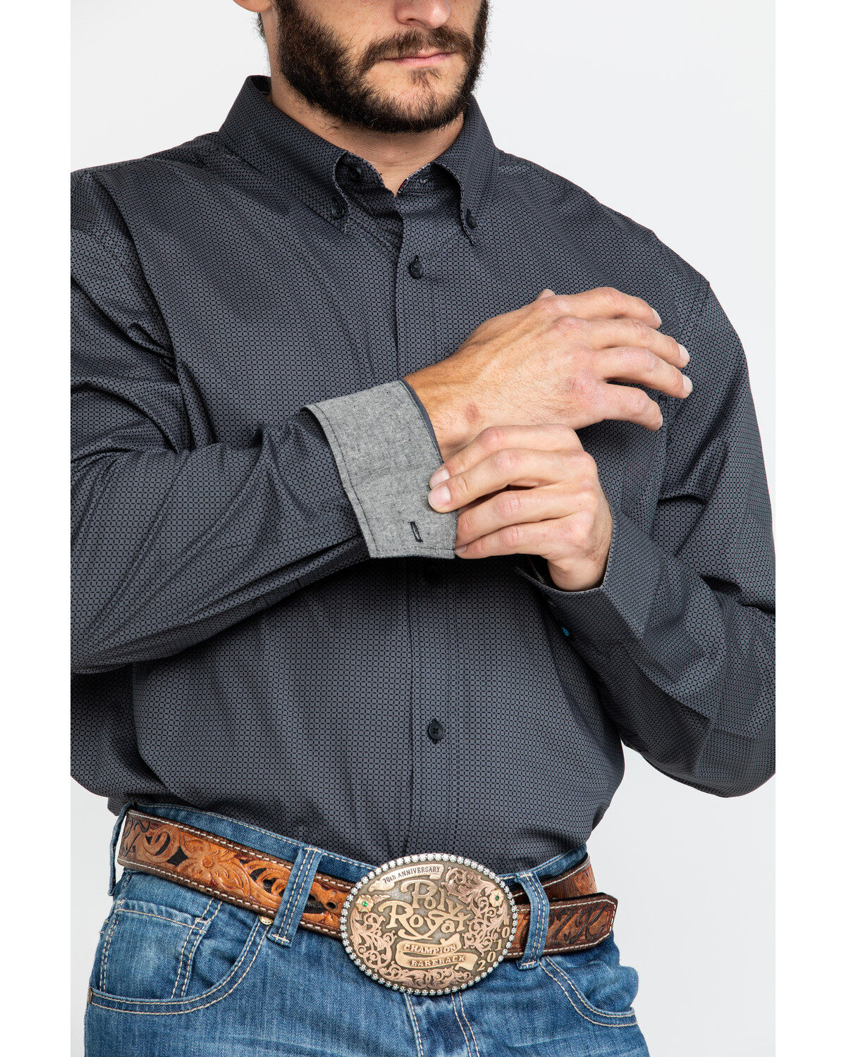 Image #4 - Cody James Core Men's Burton Geo Print Long Sleeve Western Shirt, , hi-res