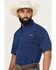 Image #2 - Ariat Men's 360 Solid Short Sleeve Button-Down Performance Shirt, Dark Blue, hi-res