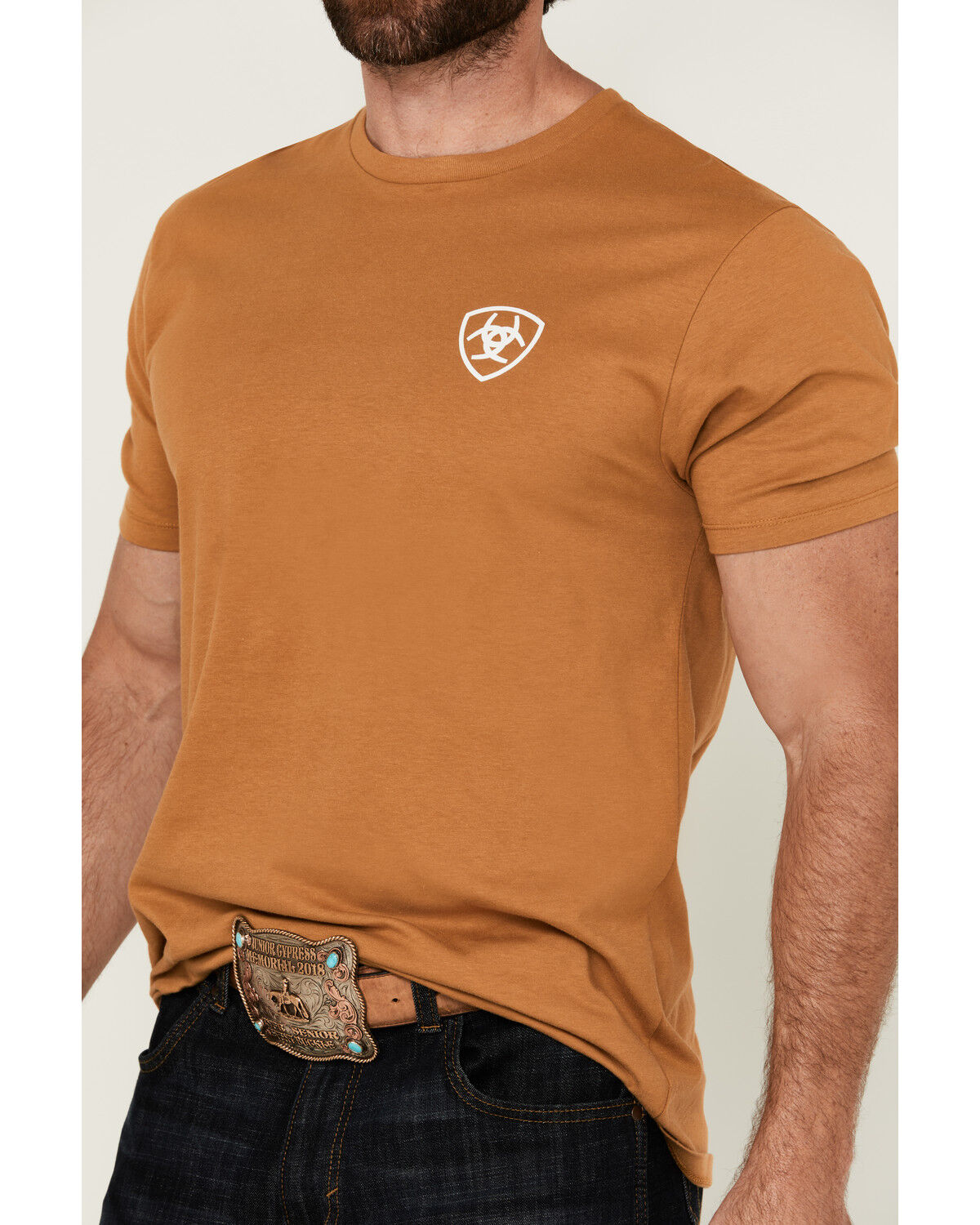 Image #4 - Ariat Men's Modern Mesa Short Sleeve Graphic T-Shirt, Gold, hi-res