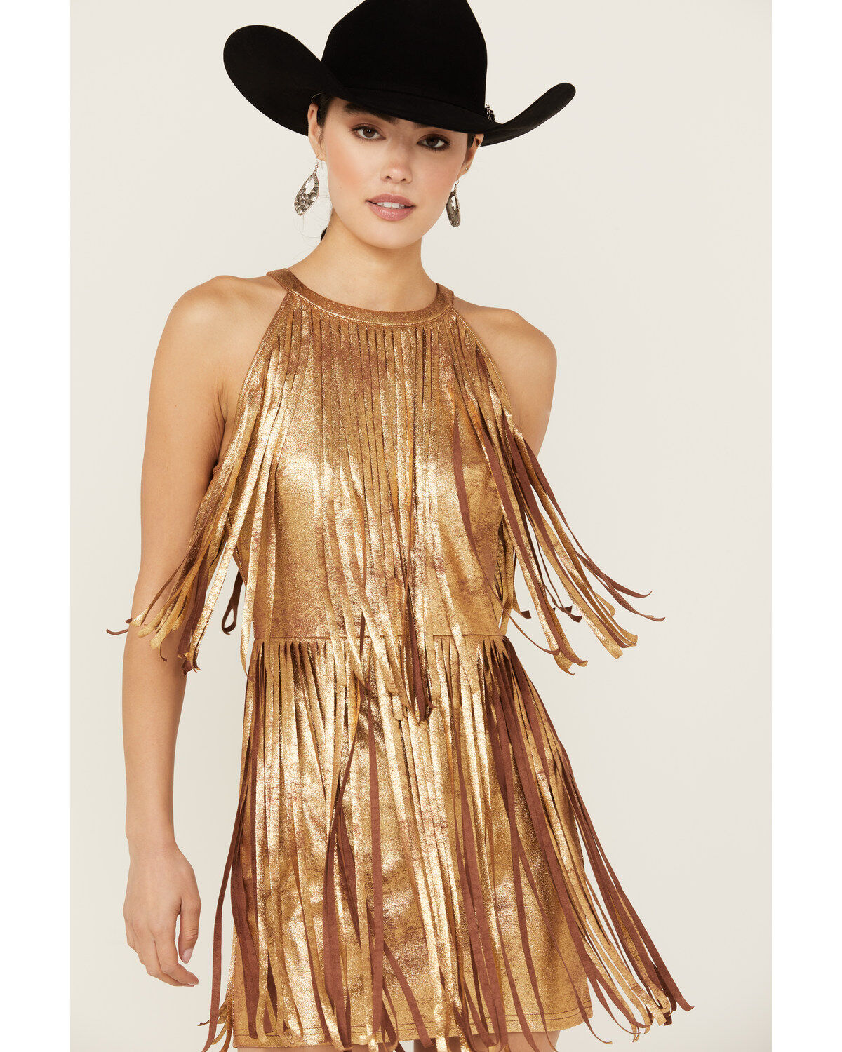 Image #1 - Idyllwind Women's Tucker Faux Suede Fringe Mini Dress, Brown, hi-res