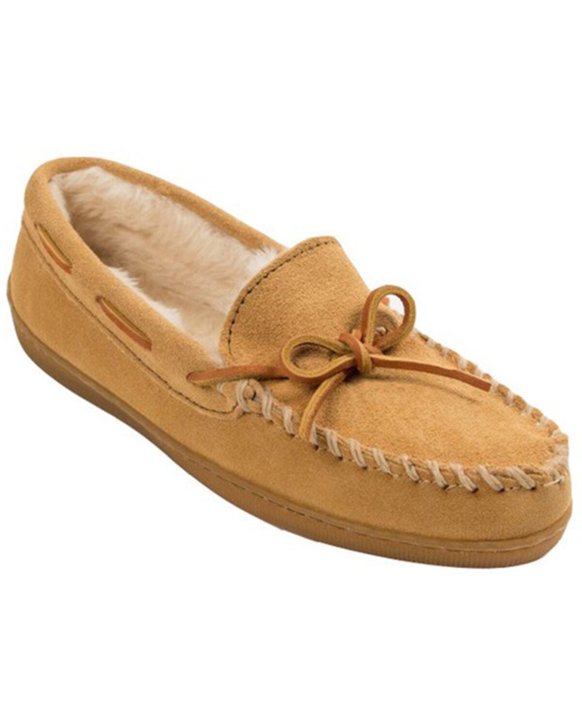 Minnetonka Men's Hardsole Pile Lined Moccasins, Tan, hi-res