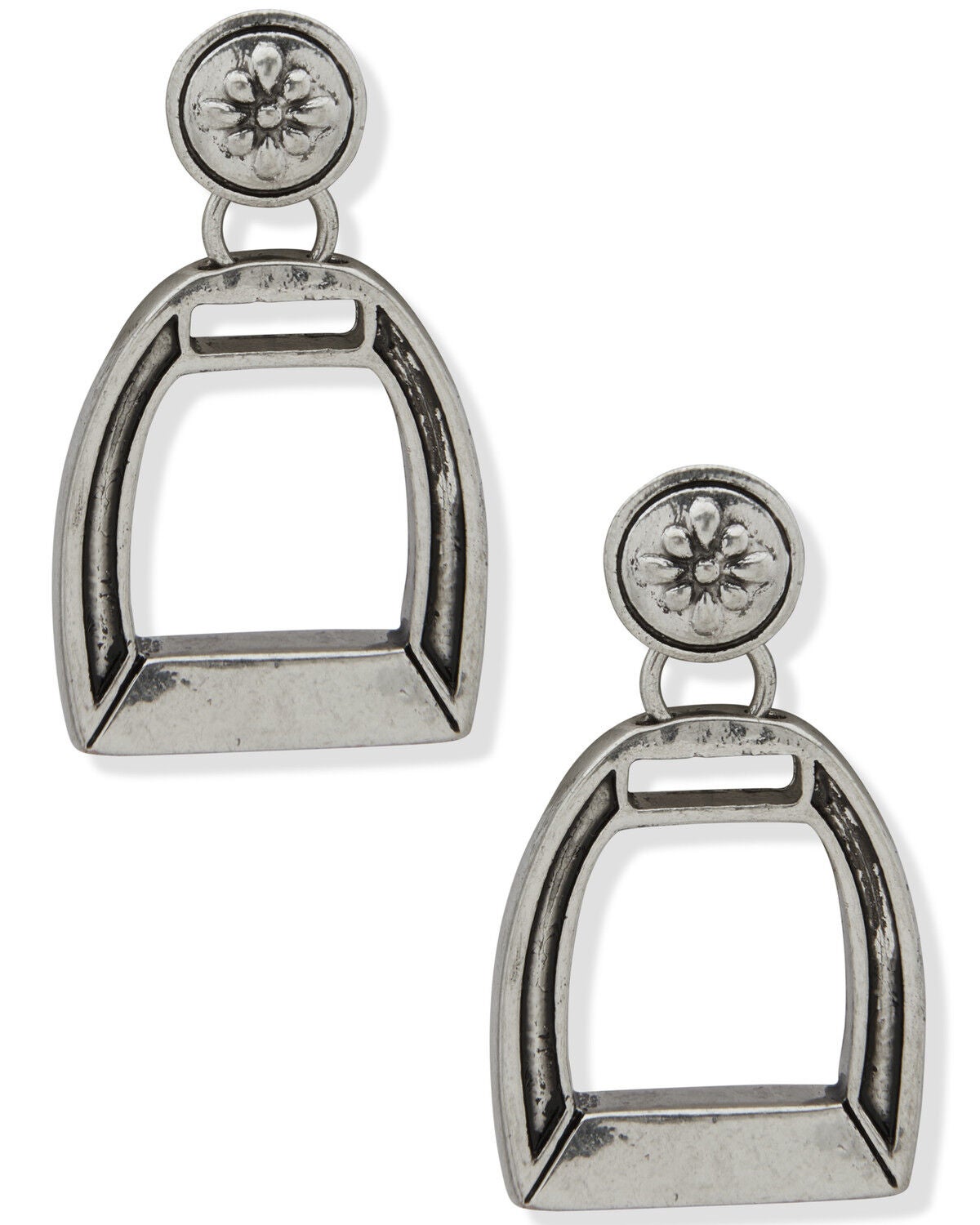 Image #1 - Lainey Wilson Women's Stirrup Drop Earrings, Silver, hi-res