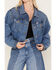 Wrangler Women's Medium Wash Cowboy Cropped Denim Jacket, Blue, hi-res