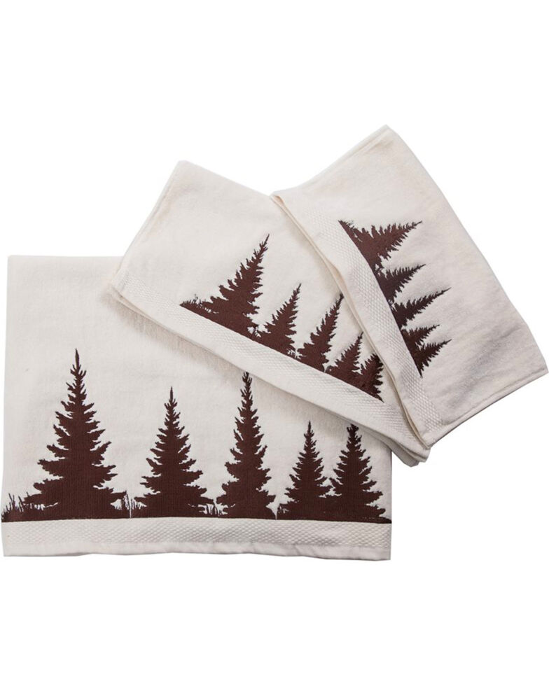HiEnd Accents 3-Piece Cream Towel Set With Embroidered Clearwater Pines , Cream, hi-res