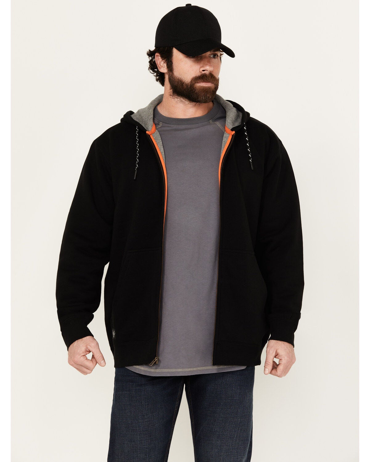 Hawx Men's Zip Front Hooded Zip Jacket, Black, hi-res