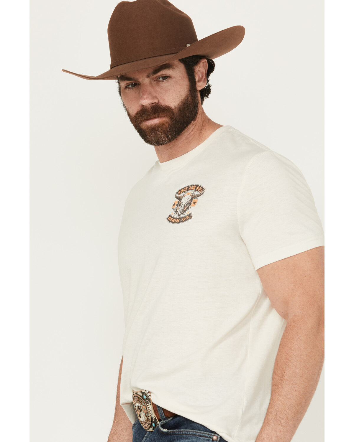 Product Name:  Rock & Roll Denim Men's Longhorn Skull Short Sleeve Graphic T-Shirt