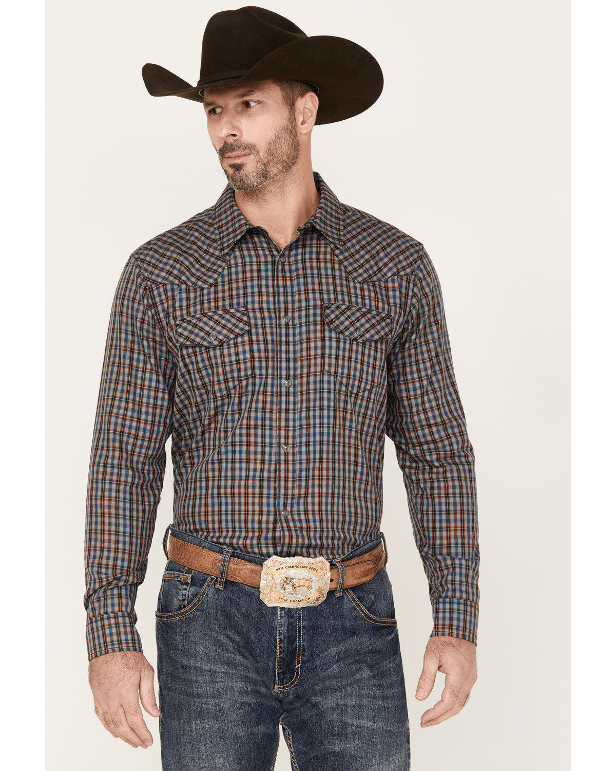 Image #1 - Gibson Men's Foundation Plaid Print Long Sleeve Snap Western Shirt, , hi-res
