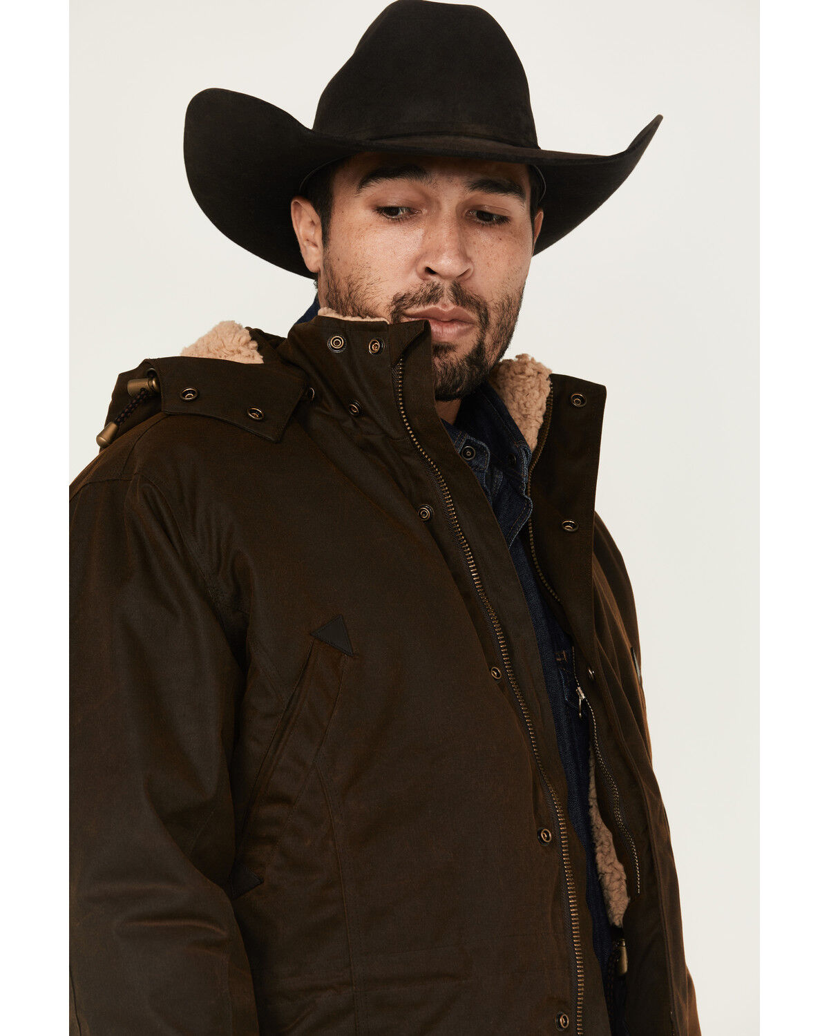 Image #1 - Outback Trading Co Men's Nolan Oilskin Berber Lined Concealed Carry Jacket, Bronze, hi-res