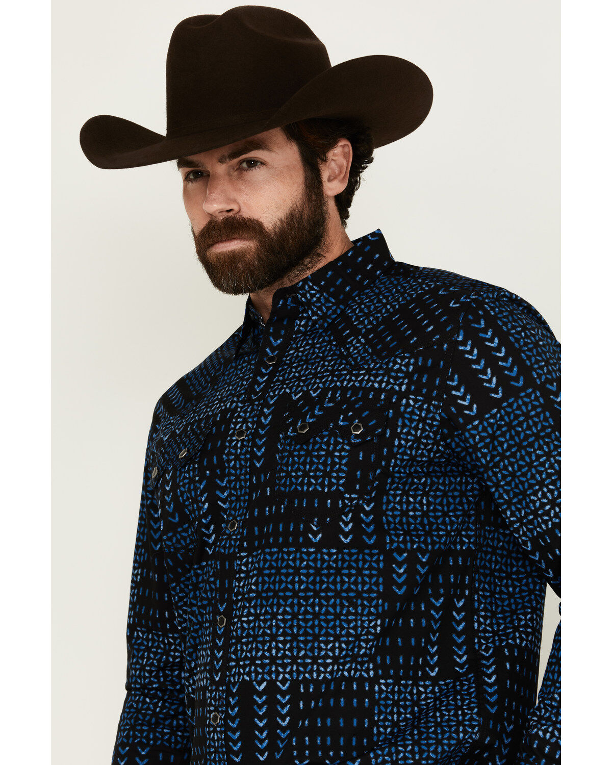 Image #2 - Moonshine Spirit Men's Twilight Southwestern Geo Print Long Sleeve Snap Western Shirt, Black, hi-res