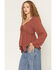 Image #2 - Wild Moss Women's Solid Long Sleeve Hanky Hem Top, Rust Copper, hi-res