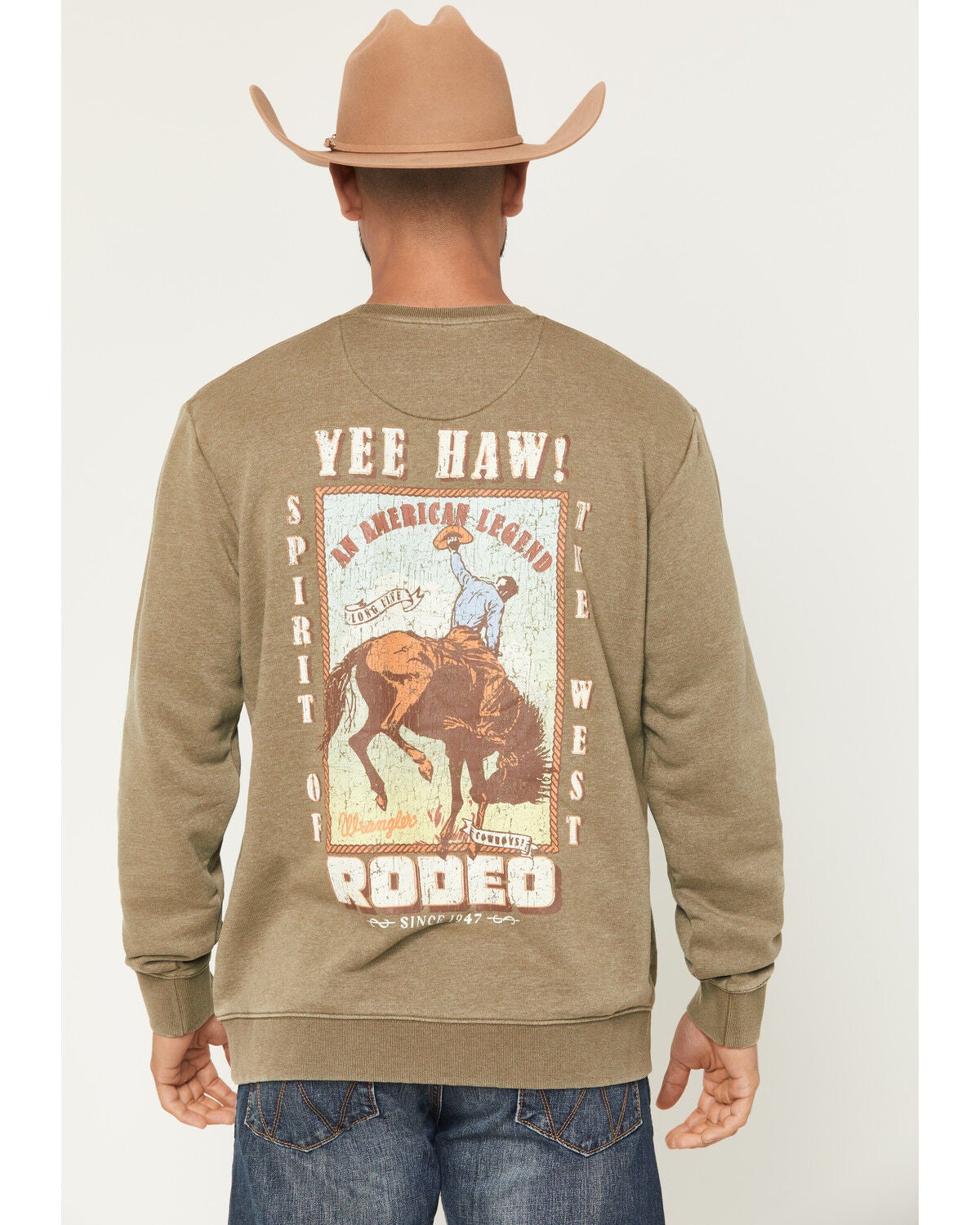 Wrangler Men's Spirit Of The West Graphic Crewneck Sweatshirt, Olive, hi-res