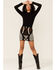 Image #1 - Shyanne Women's Black & White Southwestern Gold Metallic Mini Skirt, , hi-res