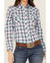 Roper Women's Plaid Print Long Sleeve Snap Western Shirt, Blue, hi-res