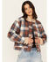 Image #1 - Cleo + Wolf Women's Cropped Plaid Print Jacket, Rust Copper, hi-res