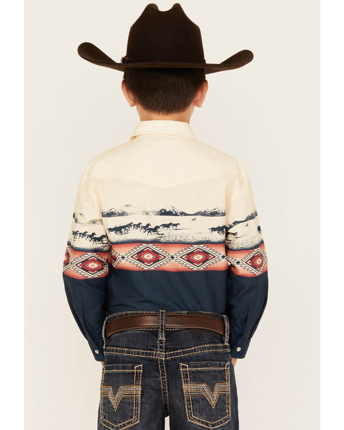 Roper Boys´ Vintage Running Horses Boarder Long Sleeve Snap WesternShirt teamlce.in - Image 5