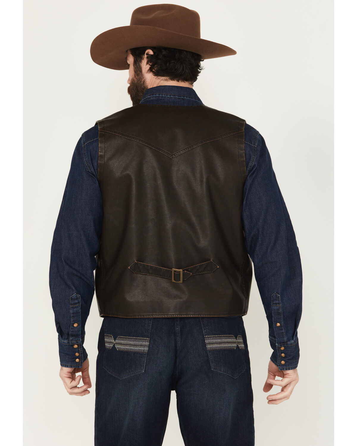 Image #4 - Cody James Men's Durango Button-Down Faux Leather Vest, Brown, hi-res