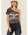 Image #1 - Youth in Revolt Women's Americana One Shoulder Tee, Black, hi-res