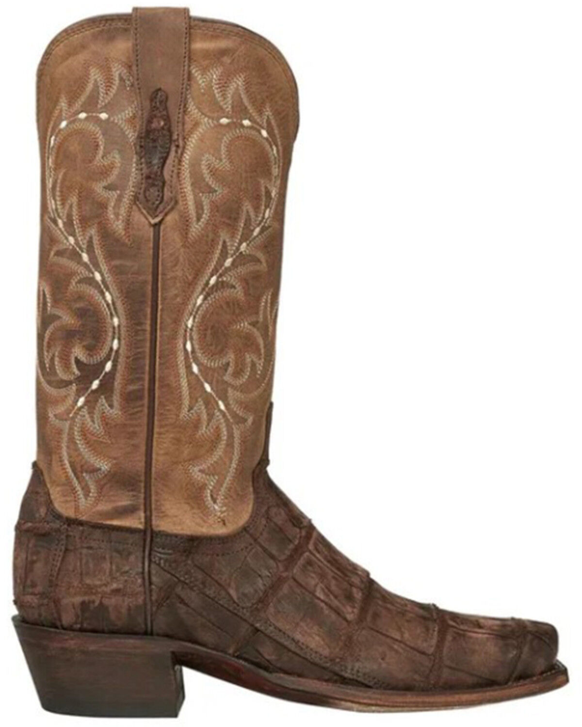 Image #4 - Lucchese Men's Handmade Burke Alligator Western Boots - Square Toe, Chocolate, hi-res