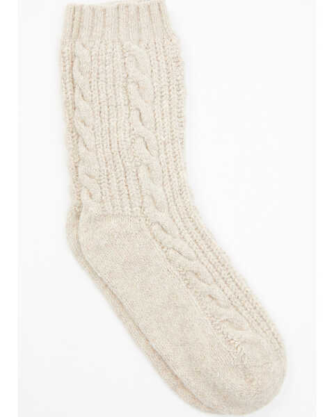 Shyanne Women's Cable Knit Cozy Socks, Ivory, hi-res