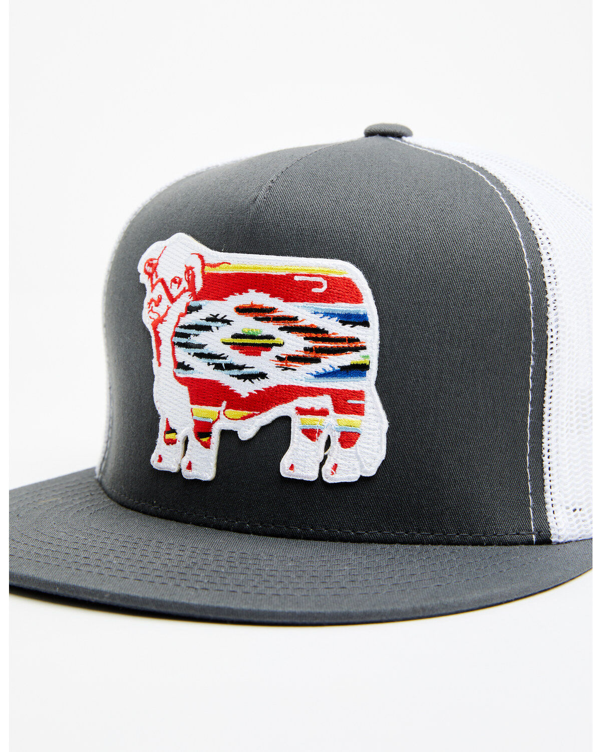 Image #2 - Lazy J Ranch Men's Serape Cow Patch Mesh-Back Ball Cap, Black, hi-res