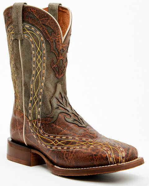 Dan Post Men's Inlay Embroidered Western Performance Boots - Broad Square Toe, Tan, hi-res