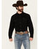 Image #1 - Wrangler Men's Solid Long Sleeve Snap Denim Western Shirt, Black, hi-res