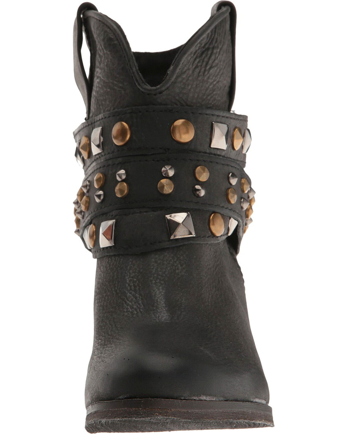 black studded strap ankle boots