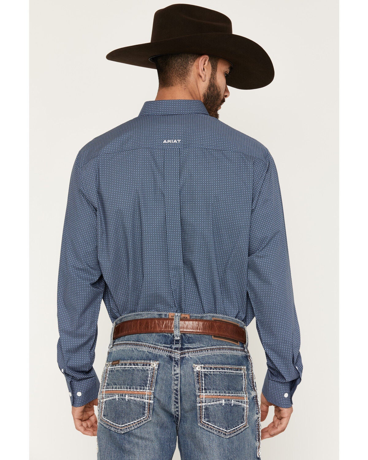 Image #4 - Ariat Men's Boot Barn Exclusive Storm Geo Print Long Sleeve Button-Down Western Shirt, Blue, hi-res