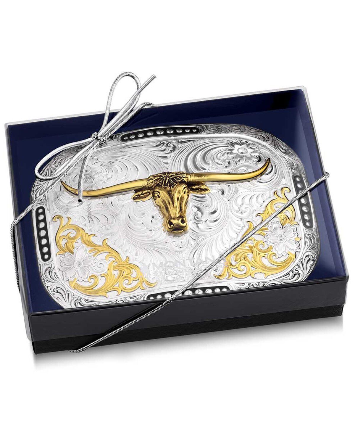 Product Name:  Montana Silversmiths Class Act Two Tone Belt Buckle with Longhorn
