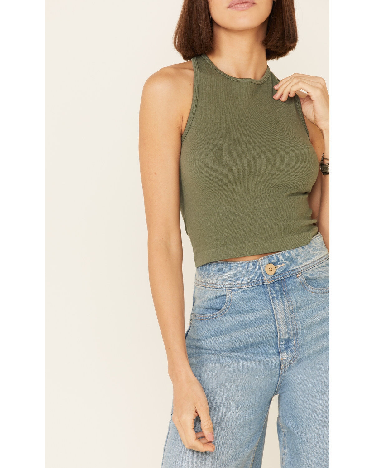 Image #3 - Free People Women's Hayley Racerback Brami, Olive, hi-res