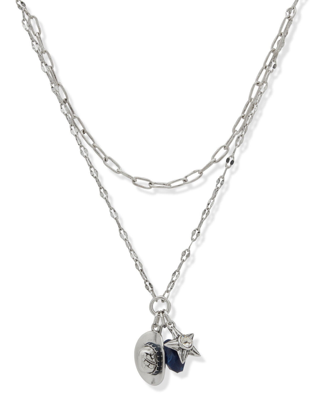 Lainey Wilson Women's Country Cool Hat Charm Layered Necklace, Silver, hi-res