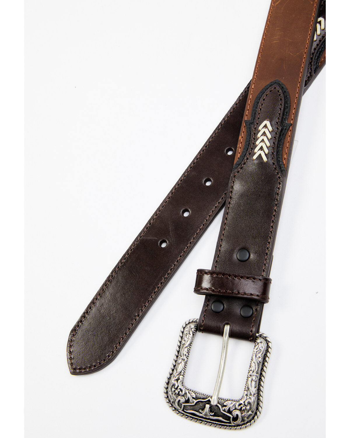 Image #3 - Cody James Men's Praying Cowboy Concho Belt, Brown, hi-res