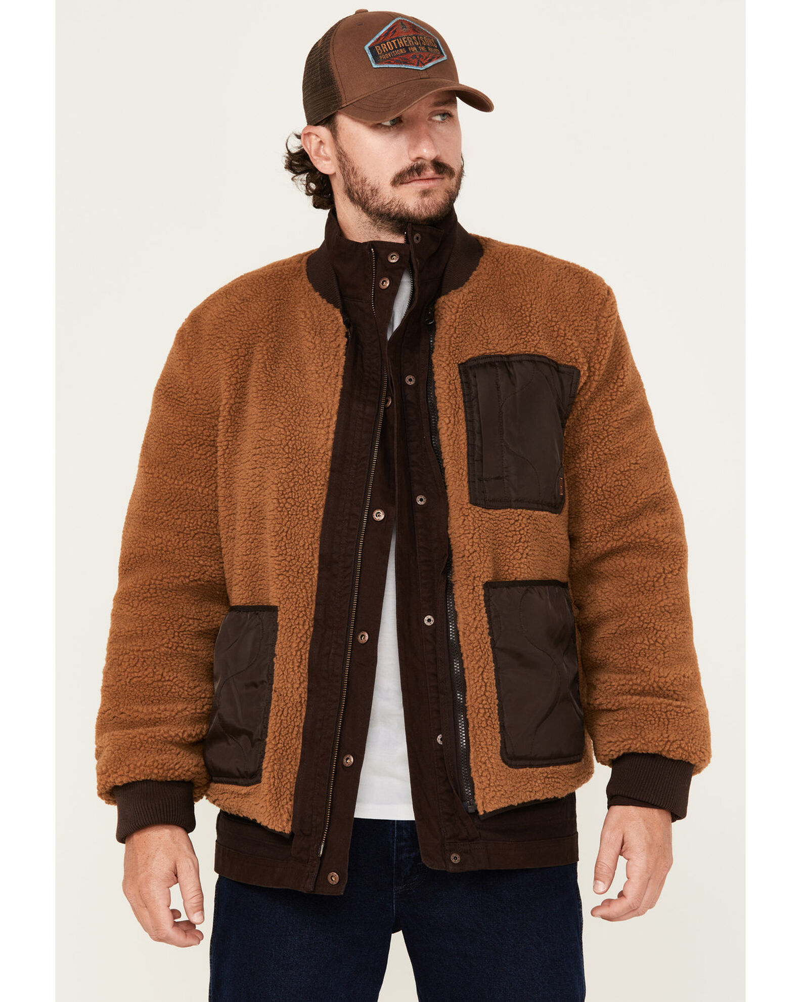 Image #2 - Brothers and Sons Men's Hashem 3 in 1 Sherpa Lined Jacket, Brown, hi-res