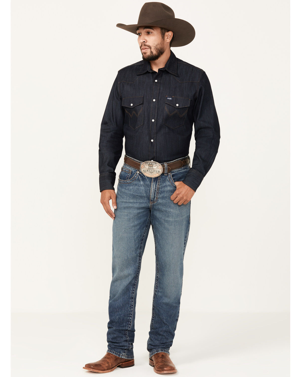 Image #1 - Rock 47 by Wrangler Men's Fool Hearted Dark Wash Slim Straight Stretch Jeans, Dark Wash, hi-res